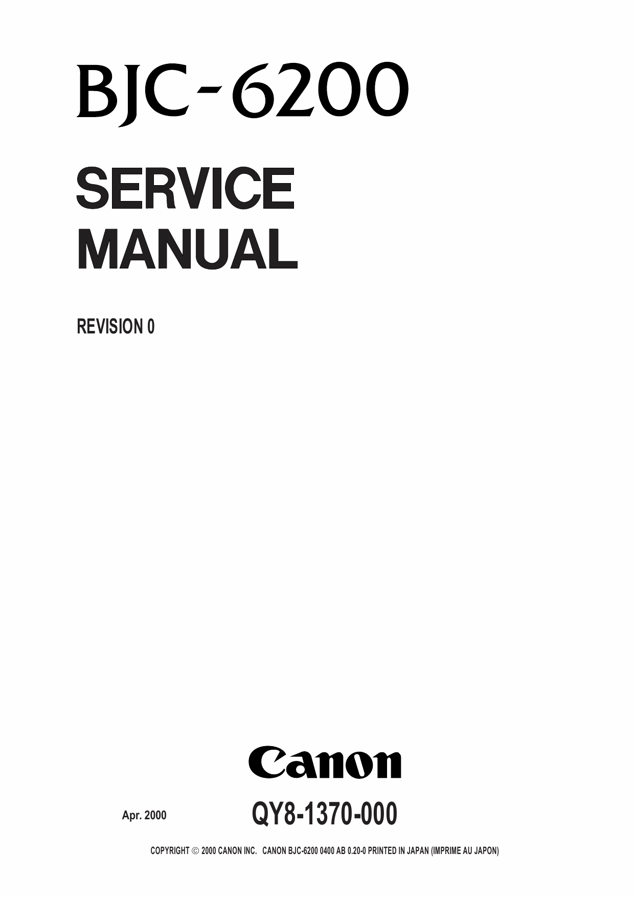 Canon BubbleJet BJC-6200 Service Manual-1